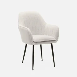 Sessel mit Bouclé Teddystoff und Metallbeinen