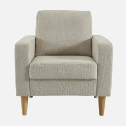 Sessel mit Heveaholz und Chenille-Bezug