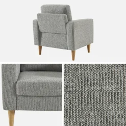 Sessel mit Heveaholz und Chenille-Bezug