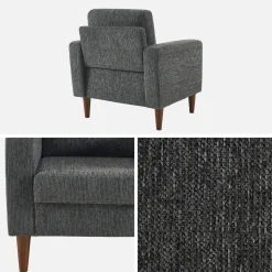 Sessel mit Heveaholz und Chenille-Bezug