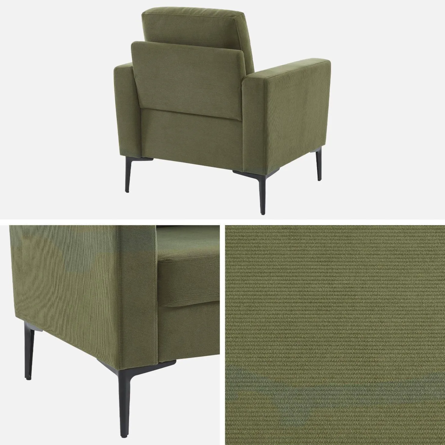 Sessel mit Kord-Bezug und Metallfüßen