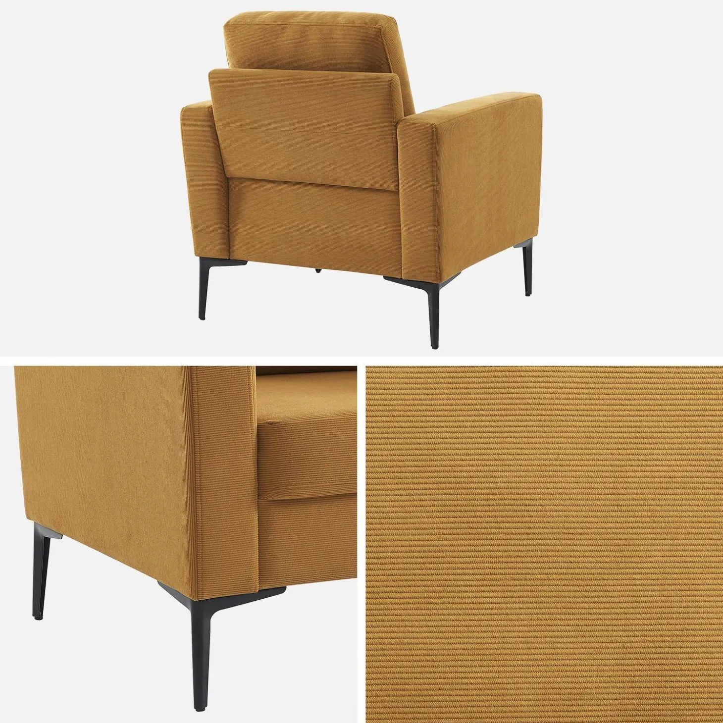 Sessel mit Kord-Bezug und Metallfüßen