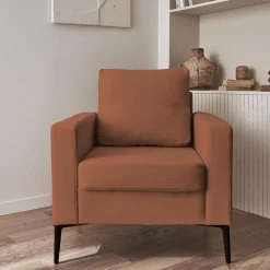 Sessel mit Kord-Bezug und Metallfüßen