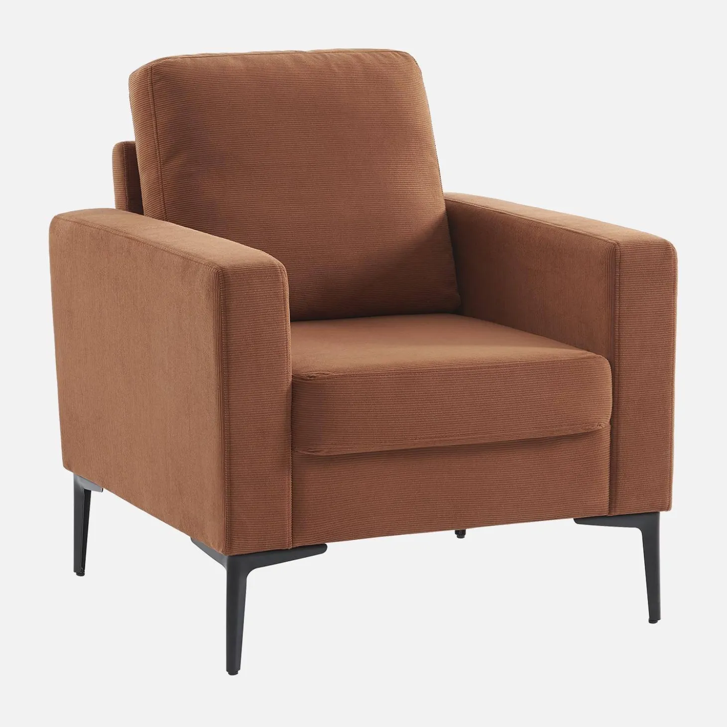 Sessel mit Kord-Bezug und Metallfüßen