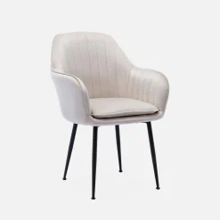 Sessel mit Samtbezug und Metallbeinen