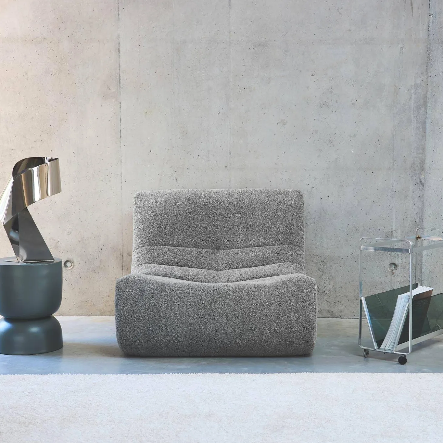 Sessel mit strukturiertem Bouclé-Bezug, 1 Sitzer