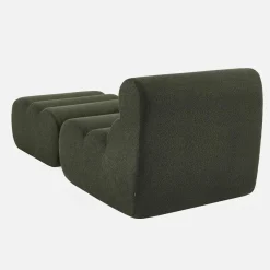 Sessel mit strukturiertem Bouclé-Bezug und Hocker