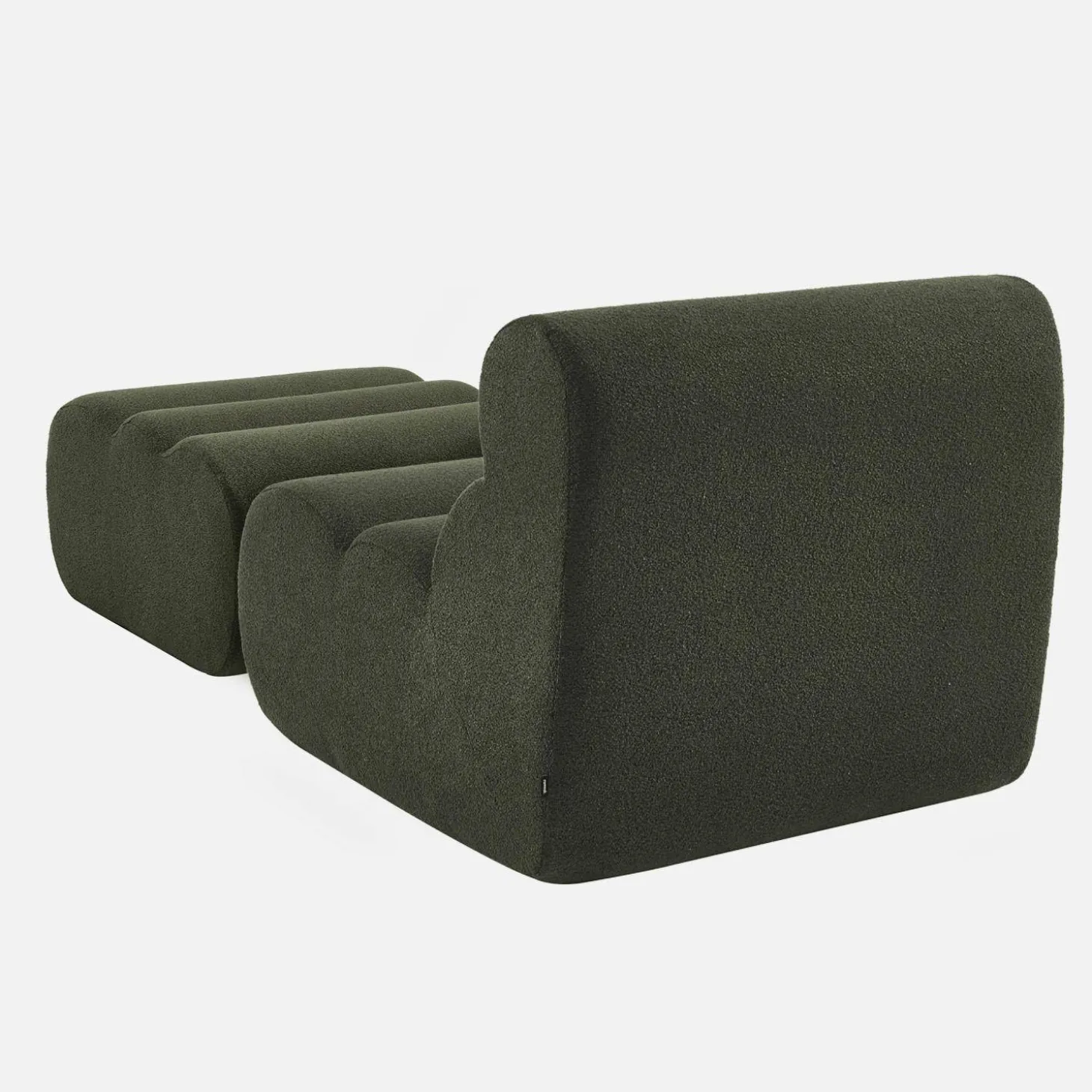 Sessel mit strukturiertem Bouclé-Bezug und Hocker
