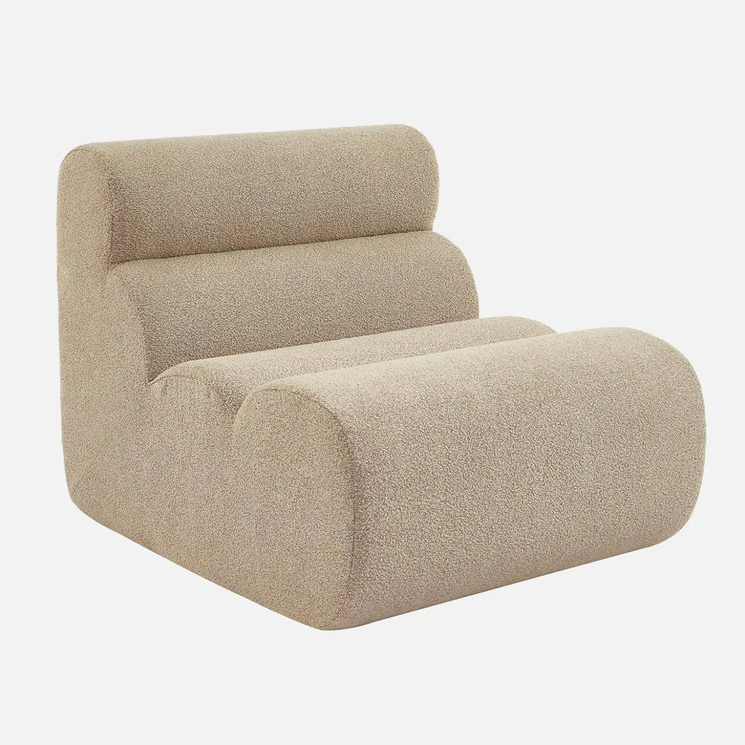 Sessel mit strukturiertem Bouclé-Bezug und Hocker