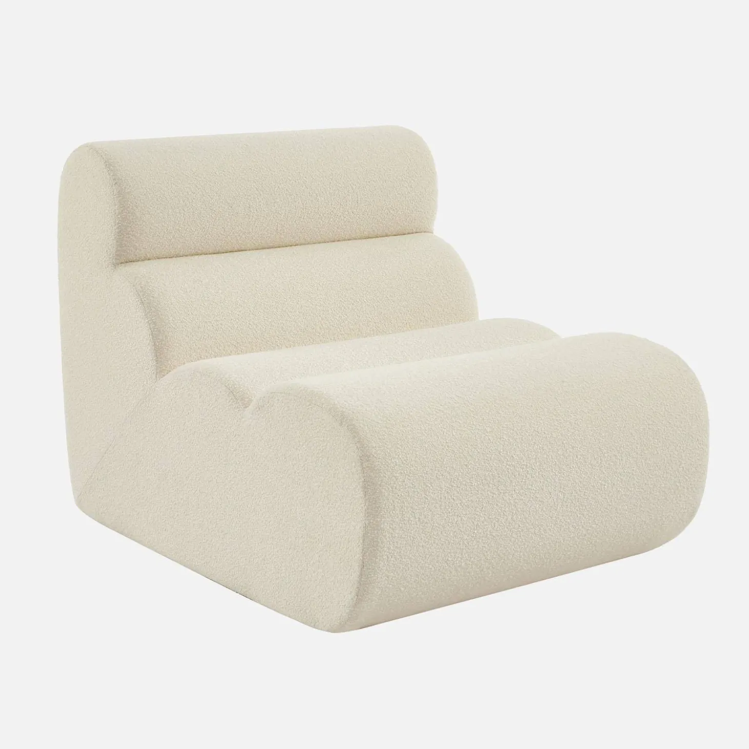 Sessel mit strukturiertem Bouclé-Bezug und Hocker