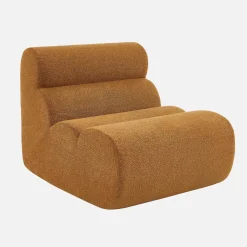 Sessel mit strukturiertem Bouclé-Bezug und Hocker