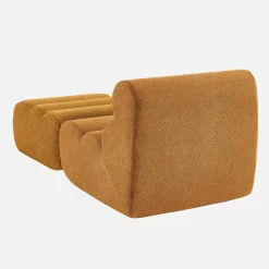 Sessel mit strukturiertem Bouclé-Bezug und Hocker