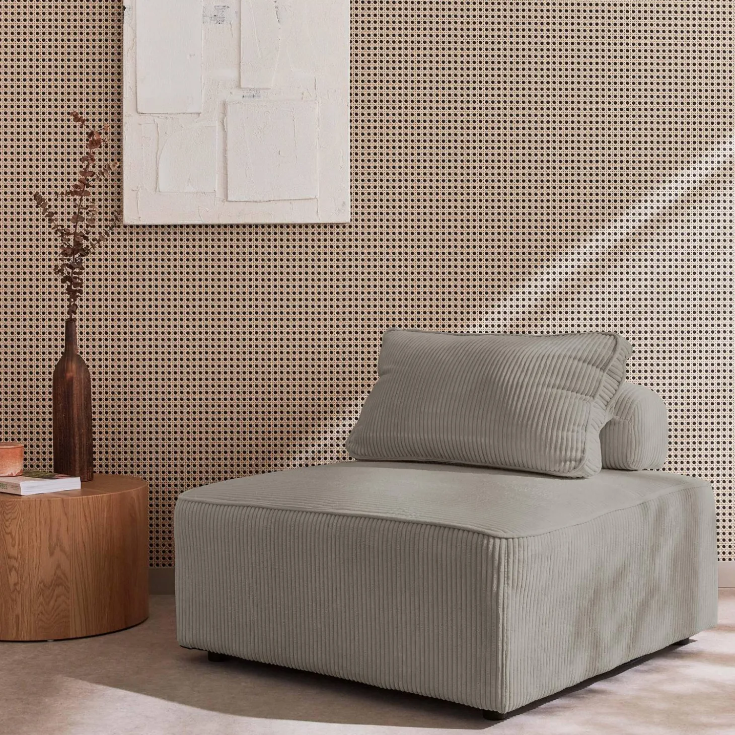 Sessel ohne Armlehne mit Cordbezug für ein modulares Sofa