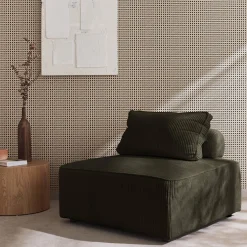 Sessel ohne Armlehne mit Cordbezug für ein modulares Sofa