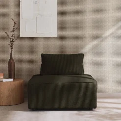 Sessel ohne Armlehne mit Cordbezug für ein modulares Sofa