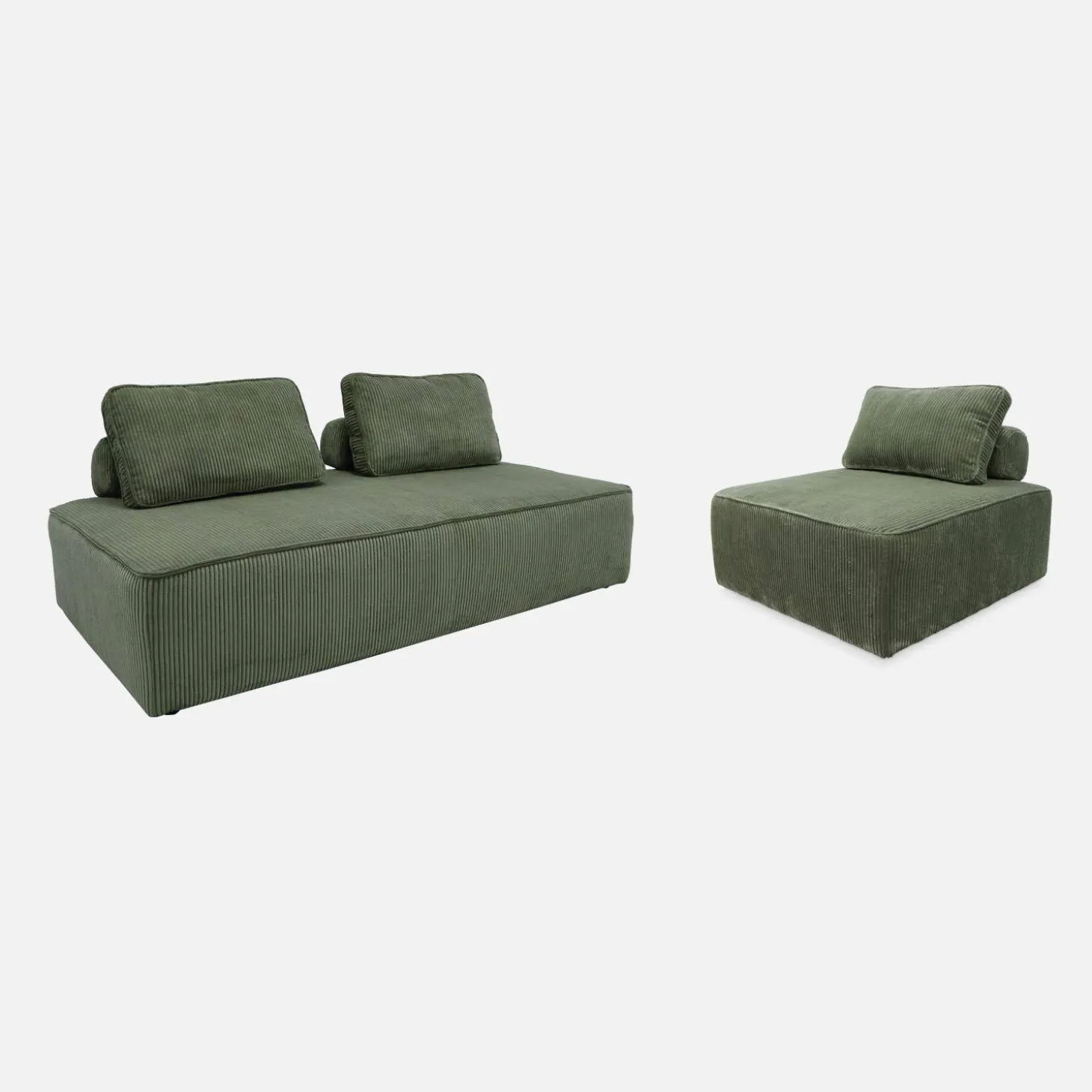 Sessel und 2-Sitzer Sofa mit Cordbezug
