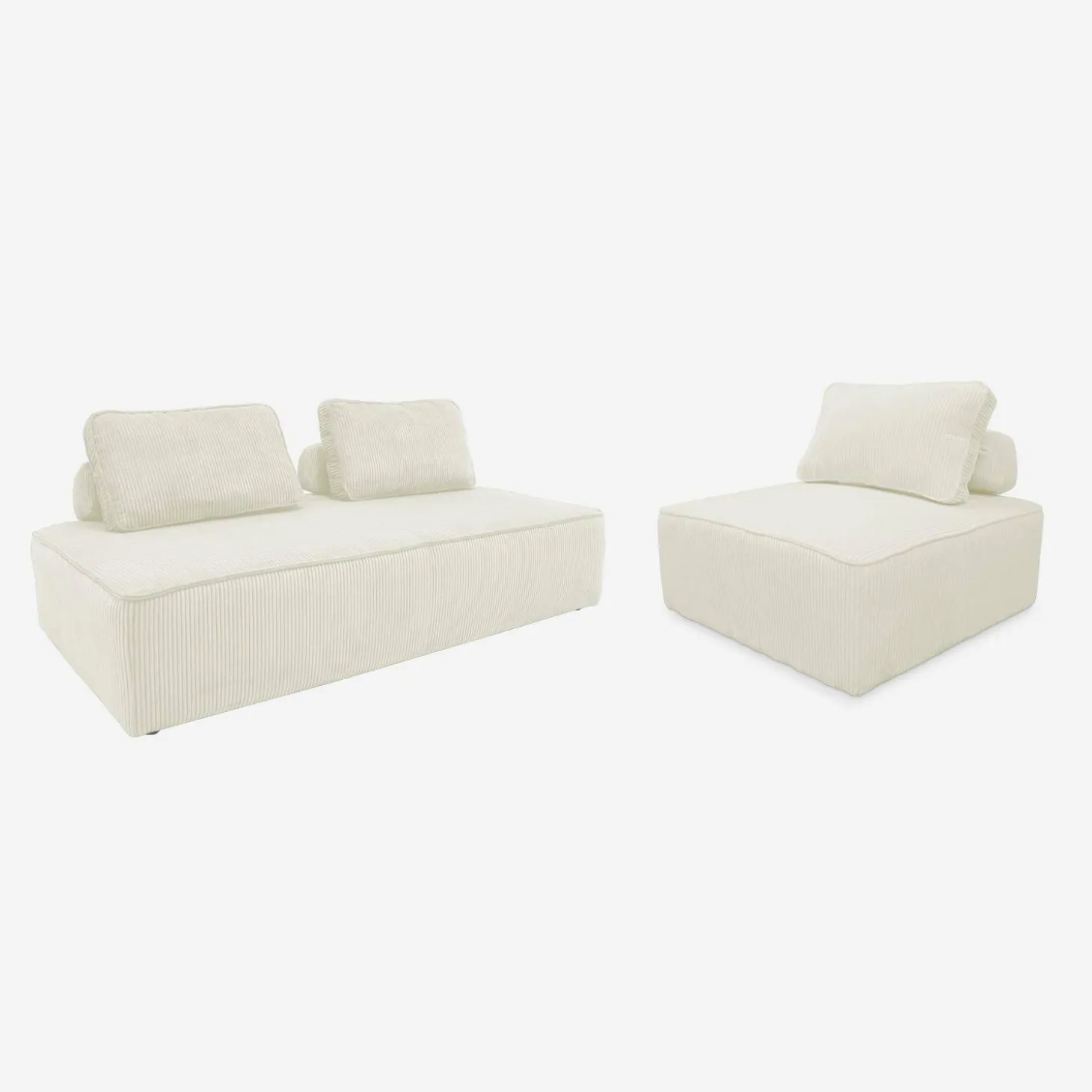 Sessel und 2-Sitzer Sofa mit Cordbezug