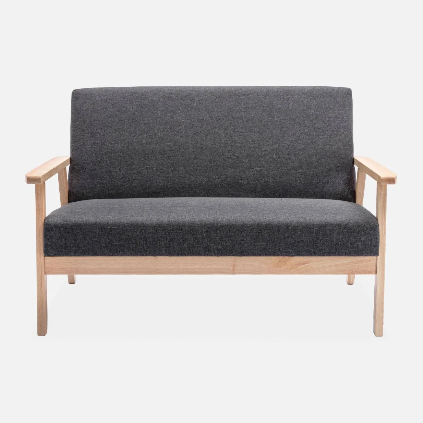 Set Sessel und 3-Sitzer Sitzbank aus Hevea-Holz mit Stoffbezug