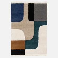 Shaggy-Innenteppich, geometrisches Muster, cremefarben