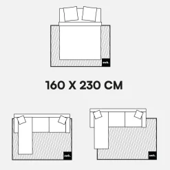Shaggy-Innenteppich, geometrisches Muster, cremefarben