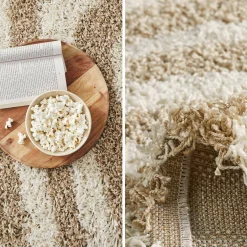 Shaggy-Teppich mit geometrischen Mustern beige