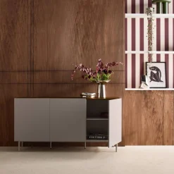 Sideboard aus Metall und Holzdekor, 3 Türen, B 150 cm