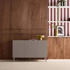Sideboard aus Metall und Holzdekor, 3 Türen, B 120 cm