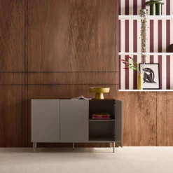 Sideboard aus Metall und Holzdekor, 3 Türen, B 120 cm