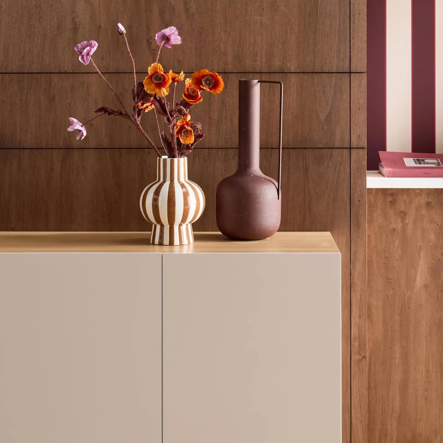 Sideboard aus Metall und Holzdekor, 3 Türen, B 120 cm