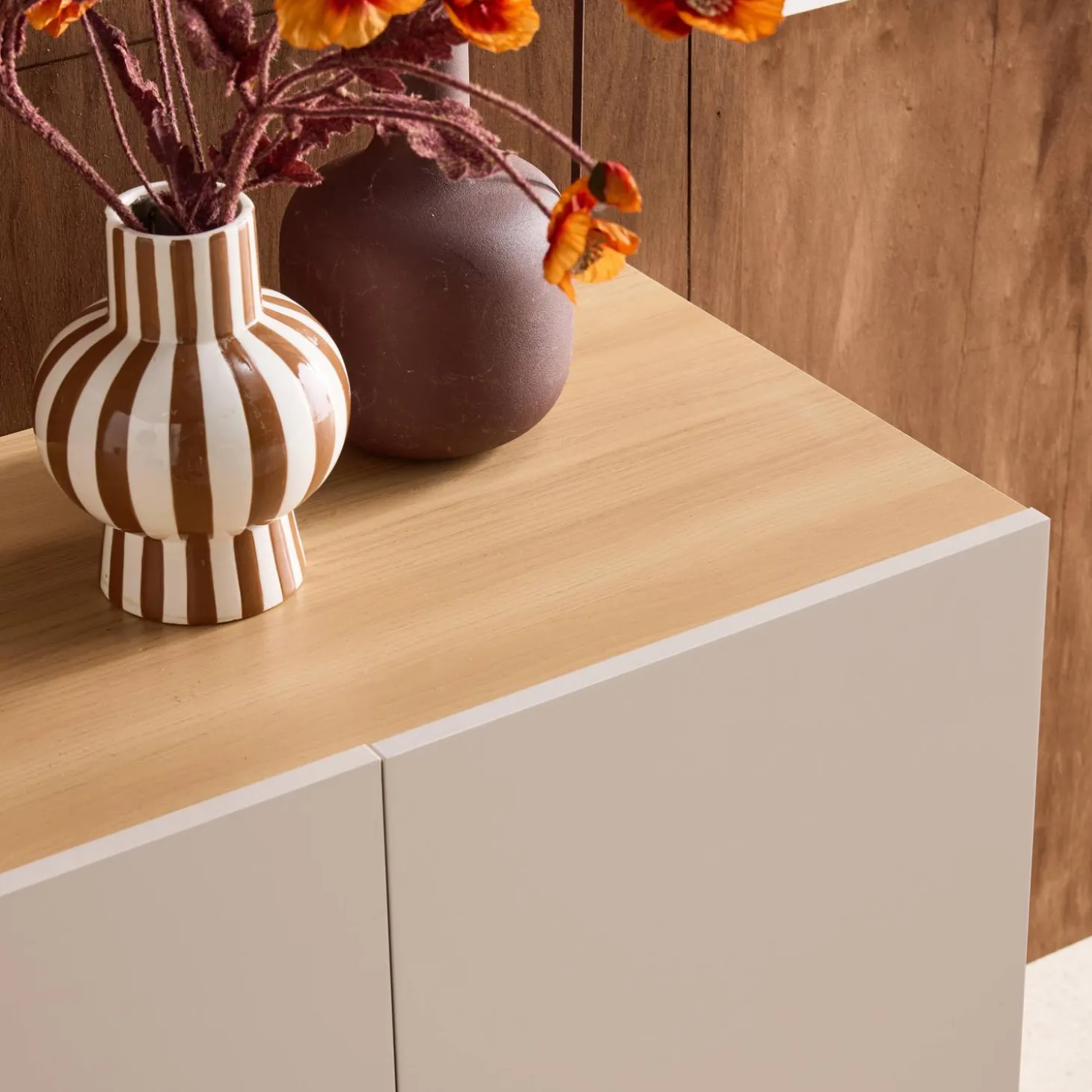 Sideboard aus Metall und Holzdekor, 3 Türen, B 120 cm