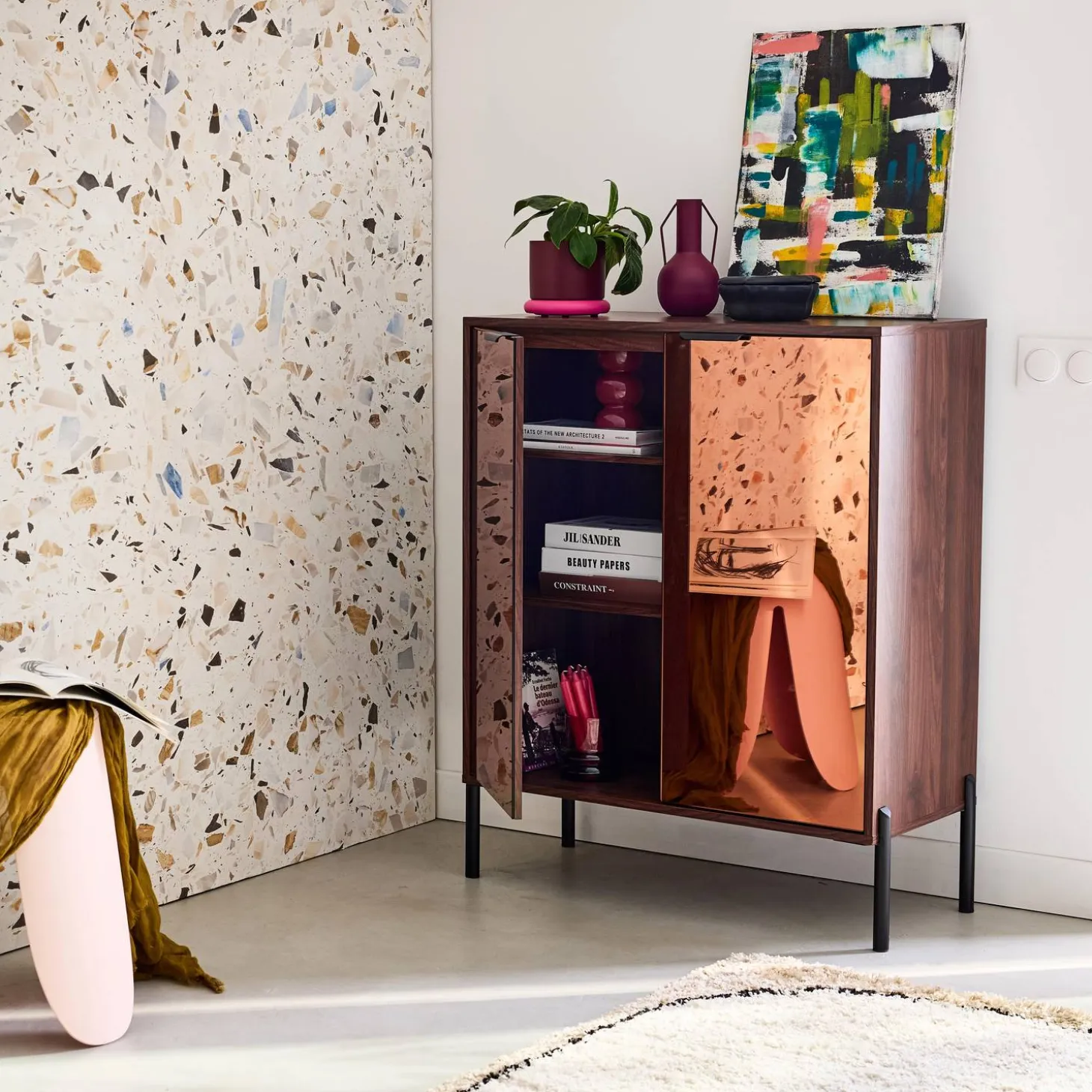 Sideboard im Vintage-Stil mit Nussbaumholzoptik