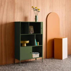 Sideboard, industrielles Aufbewahrungsmöbel aus Stahl mit 6 Stauräumen