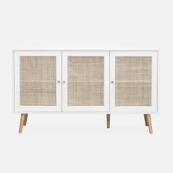 Sideboard mit Holzoptik und Rattan-Geflecht B 120 cm