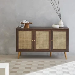 Sideboard mit Holzoptik und Rattan-Geflecht B 120 cm
