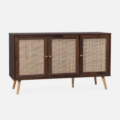 Sideboard mit Holzoptik und Rattan-Geflecht B 120 cm