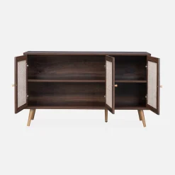 Sideboard mit Holzoptik und Rattan-Geflecht B 120 cm
