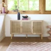 Sideboard mit Rattan-Geflecht und Holzdekor, 3 Türen, 120 cm