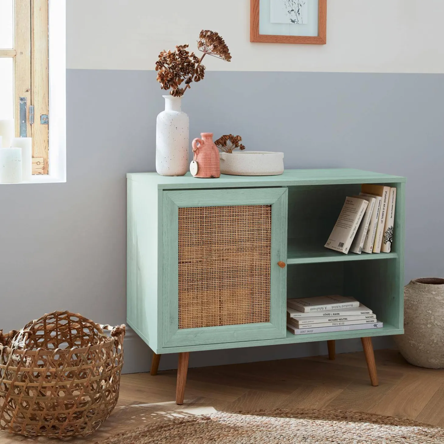 Sideboard mit Rattangeflecht 80 x 39 x 65,8 cm