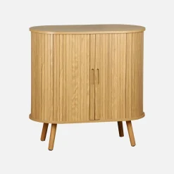 Sideboard mit Schiebetüren und Regal, gerillter Holzoptik B 80cm