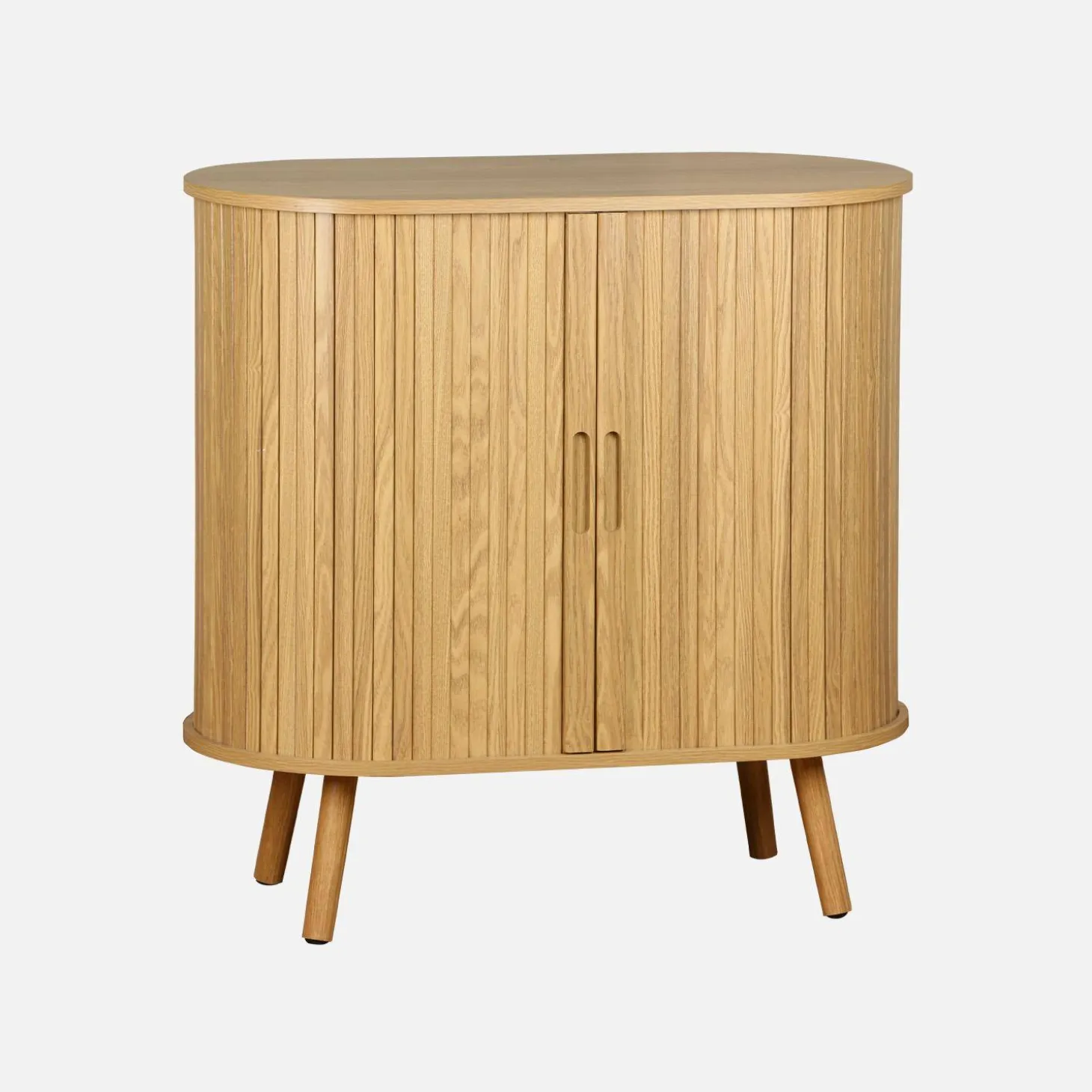 Sideboard mit Schiebetüren und Regal, gerillter Holzoptik B 80cm