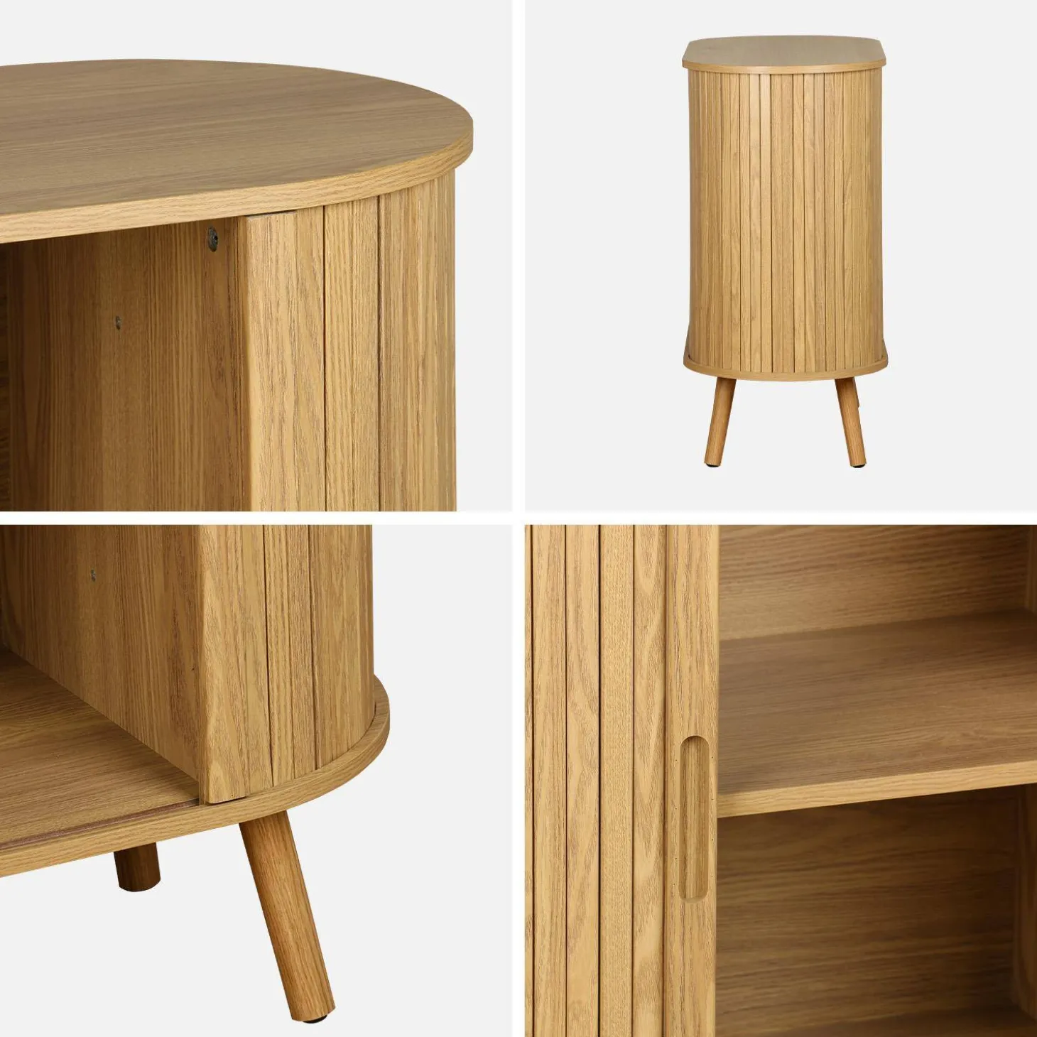 Sideboard mit Schiebetüren und Regal, gerillter Holzoptik B 80cm