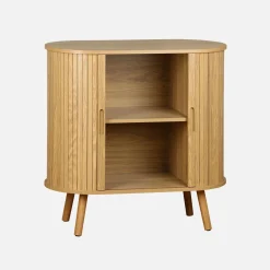 Sideboard mit Schiebetüren und Regal, gerillter Holzoptik B 80cm