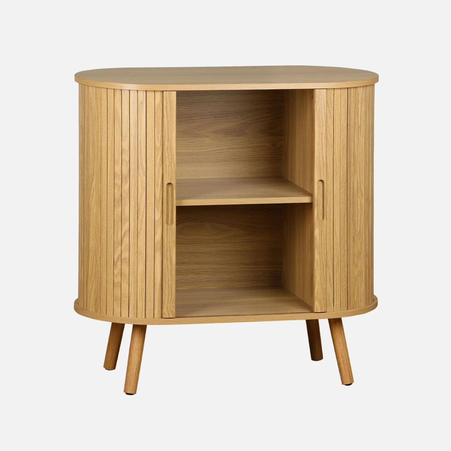 Sideboard mit Schiebetüren und Regal, gerillter Holzoptik B 80cm
