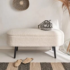 Sitzbank mit Stauraum und Bouclé-Bezug