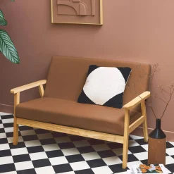 2-Sitzer-Banksofa mit Cord-Bezug, Holzfüße