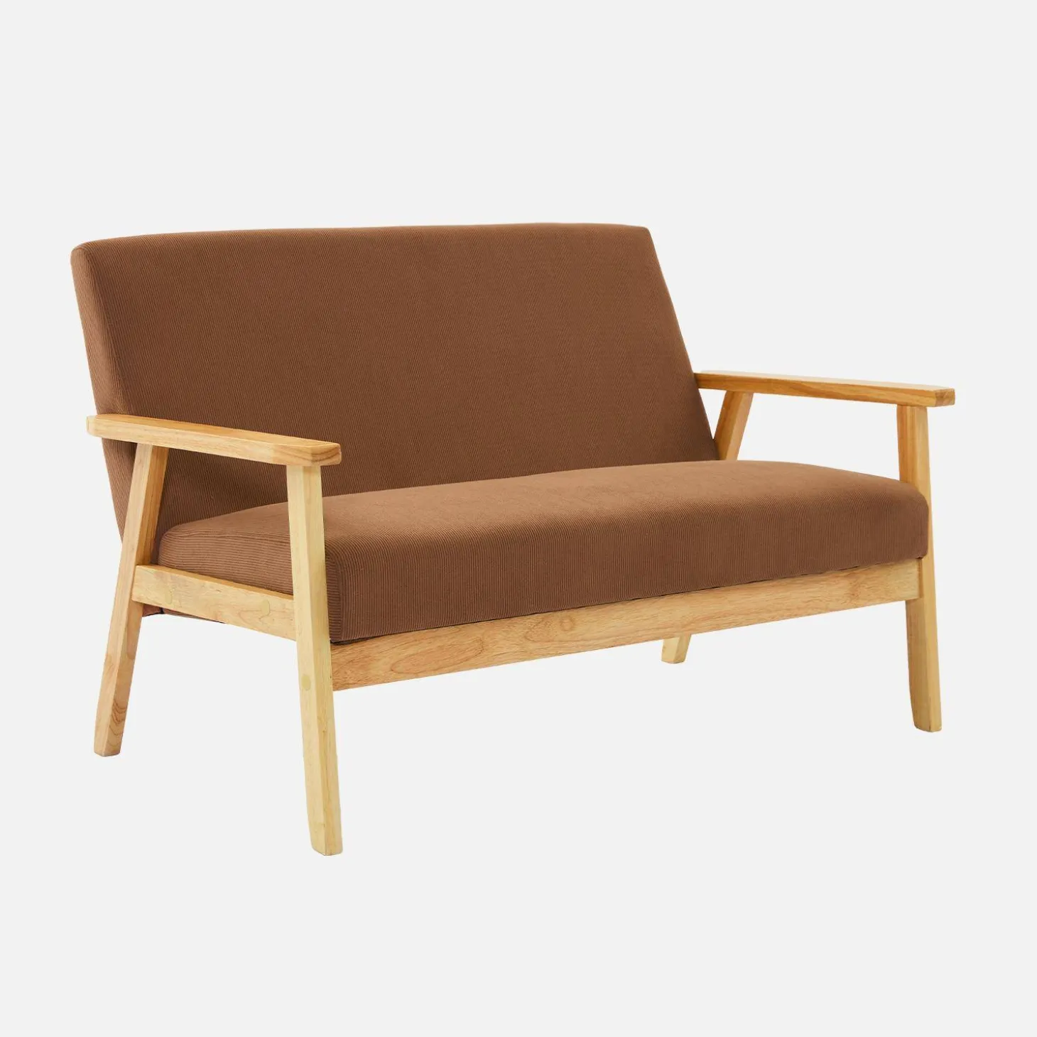 2-Sitzer-Banksofa mit Cord-Bezug, Holzfüße