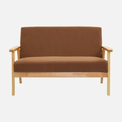 2-Sitzer-Banksofa mit Cord-Bezug, Holzfüße