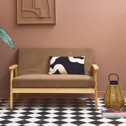 2-Sitzer-Banksofa mit Cord-Bezug, Holzfüße