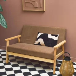 2-Sitzer-Banksofa mit Cord-Bezug, Holzfüße
