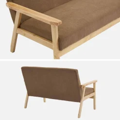 2-Sitzer-Banksofa mit Cord-Bezug, Holzfüße